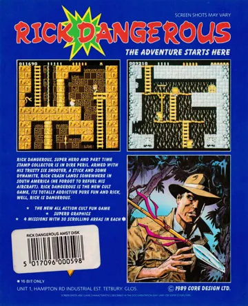 Rick Dangerous (UK) (1989) (Trainer) box cover back